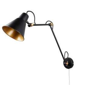 Adjustable 1 Light Indoor Large Wall Light Black Gold E27_Off