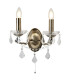 Paris 2 Light Indoor Candle Wall Light Antique Brass Clear with Crystal Glass E14_Main