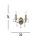 Paris 2 Light Indoor Candle Wall Light Antique Brass Clear with Crystal Glass E14_Line