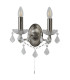 Paris 2 Light Indoor Candle Wall Light Satin Silver Clear with Crystal Glass E14_Off