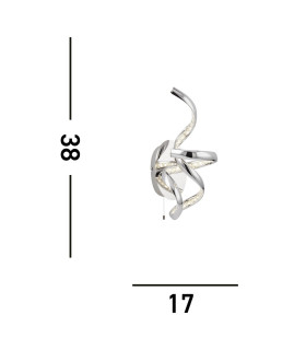 Twirls Integrated LED 1 Light Indoor Wall Light Chrome Clear with Crystal Glass_Line