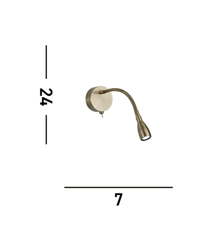 LED 6 Light Flexible Indoor Wall Reading Light Antique Brass_Line
