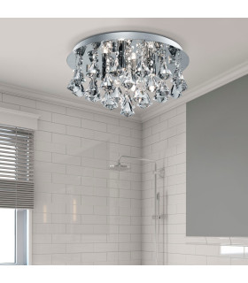 4 Light Bathroom Ceiling Light Chrome Clear and Glass IP44 G9_Room