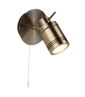 Samson LED 1 Light Bathroom Wall Spotlight Antique Brass IP44 GU10_Main