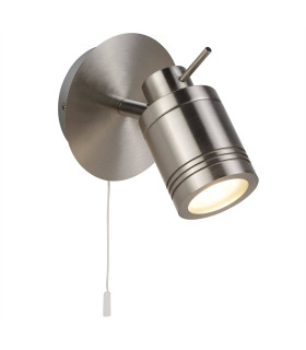 Samson LED 1 Light Bathroom Wall Spotlight Satin Silver IP44 GU10_Main