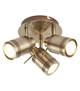 Samson 3 Light Bathroom Ceiling Spotlight Antique Brass IP44 GU10_Main