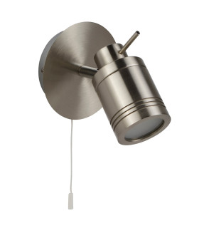 Samson LED 1 Light Bathroom Wall Spotlight Satin Silver IP44 GU10_Off