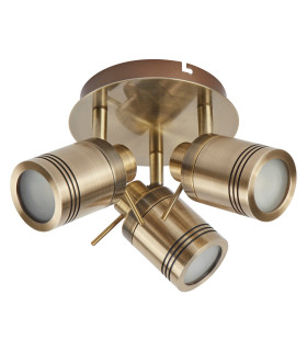 Samson 3 Light Bathroom Ceiling Spotlight Antique Brass IP44 GU10_Off