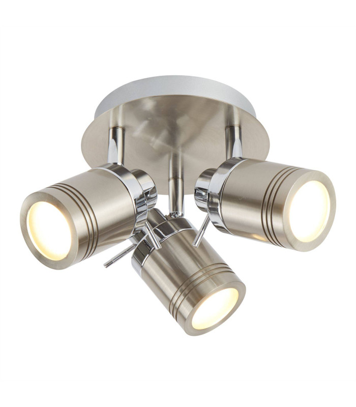 Samson 3 Light Bathroom Ceiling Spotlight Satin Silver IP44 GU10_Main