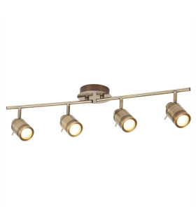 Samson 4 Light Bathroom Ceiling Spotlight Bar Antique Brass IP44 GU10_Main