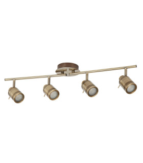 Samson 4 Light Bathroom Ceiling Spotlight Bar Antique Brass IP44 GU10_Off