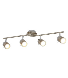 Samson 4 Light Bathroom Ceiling Spotlight Bar Satin Silver IP44 GU10_Main