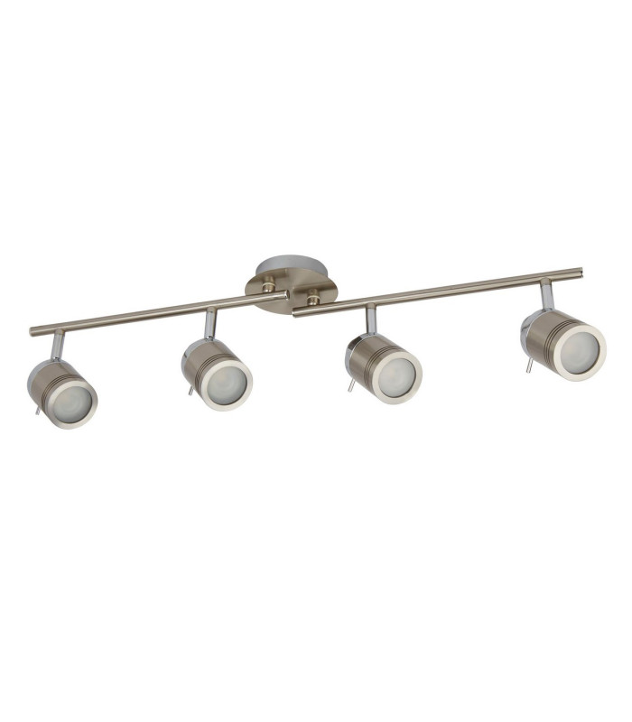 Samson 4 Light Bathroom Ceiling Spotlight Bar Satin Silver IP44 GU10_Off
