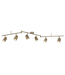 Samson 6 Light Bathroom Ceiling Spotlight Bar Antique Brass IP44 GU10_Main