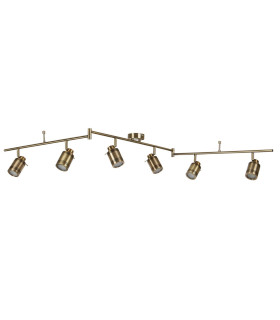 Samson 6 Light Bathroom Ceiling Spotlight Bar Antique Brass IP44 GU10_Off