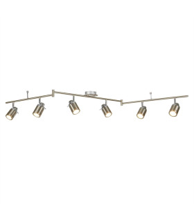 Samson 6 Light Bathroom Ceiling Spotlight Bar Satin Silver IP44 GU10_Main