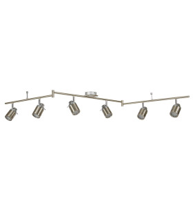 Samson 6 Light Bathroom Ceiling Spotlight Bar Satin Silver IP44 GU10_Off
