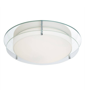 LED Bathroom Flush Ceiling Light Chrome Clear and Glass IP44_Main
