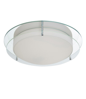 LED Bathroom Flush Ceiling Light Chrome Clear and Glass IP44_Off