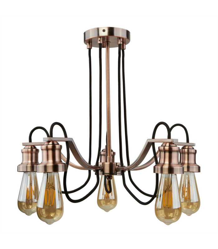 Oliva 5 Light Chandelier Black Chrome Finish E27_Main