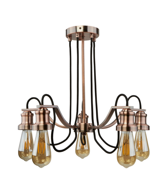 Oliva 5 Light Chandelier Black Chrome Finish E27_Off