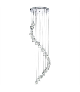 Ice Cube Integrated LED 20 Light Spiral Cluster Pendant Chrome Finish_Main