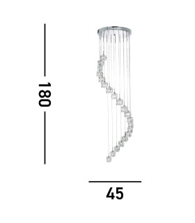 Ice Cube Integrated LED 20 Light Spiral Cluster Pendant Chrome Finish_Line