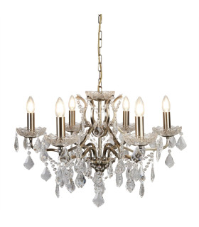 Paris 6 Light Chandelier Antique Brass Finish E14_Main