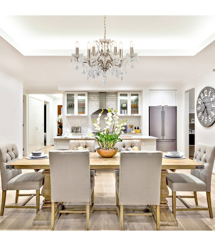 Paris 6 Light Chandelier Antique Brass Finish E14_Room