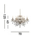 Paris 6 Light Chandelier Antique Brass Finish E14_Line