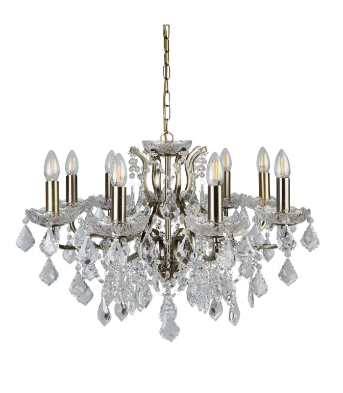 Paris 8 Light Chandelier Antique Brass Finish E14_Off