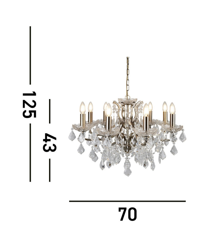 Paris 8 Light Chandelier Antique Brass Finish E14_Line