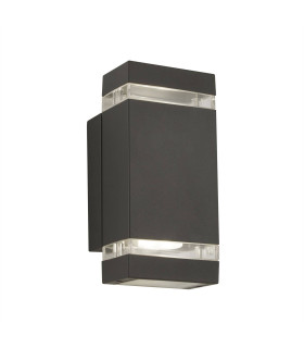 2 Light Outdoor Up & Down Wall Light Grey IP44 GU10_Main