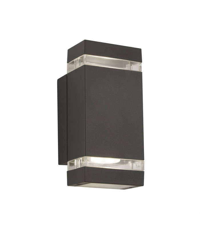 2 Light Outdoor Up & Down Wall Light Grey IP44 GU10_Main