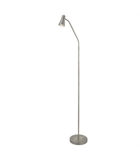 Fusion 1 Light Floor Lamp Satin Silver with Flexi Head GU10_Main