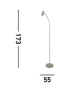 Fusion 1 Light Floor Lamp Satin Silver with Flexi Head GU10_Line
