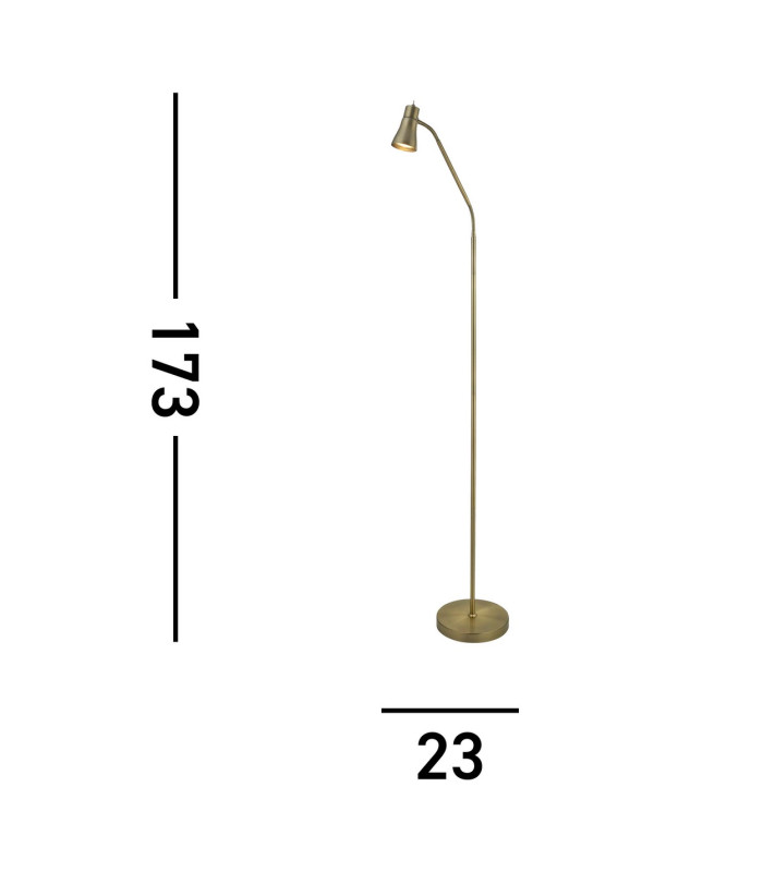 Fusion 1 Light Floor Lamp Antique Brass with Flexi Head GU10_Line