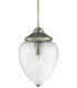 Pineapple 1 Light Pendant Antique Brass Ribbed Glass Shade E27_Main