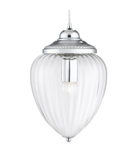 Pineapple 1 Light Pendant Chrome Ribbed Glass Shade E27_Off