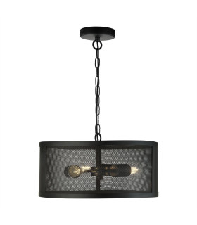Fishnet 3 Light Cylindrical Pendant Mesh Matt Black E27_Main
