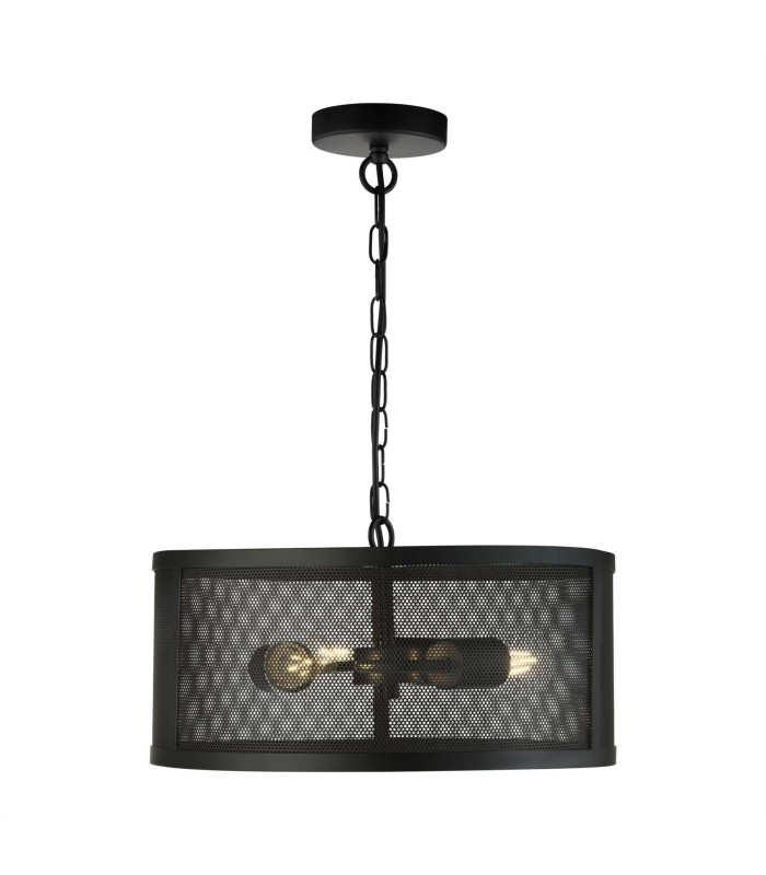 Fishnet 3 Light Cylindrical Pendant Mesh Matt Black E27_Main