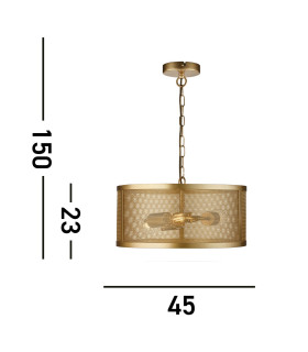 Fishnet 3 Light Cylindrical Pendant Mesh Matt Gold E27_Line