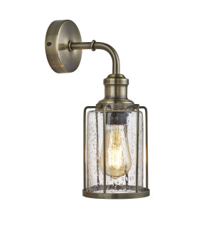 Pipes 1 Light Wall Light Antique Brass Glass Shade E27_Main