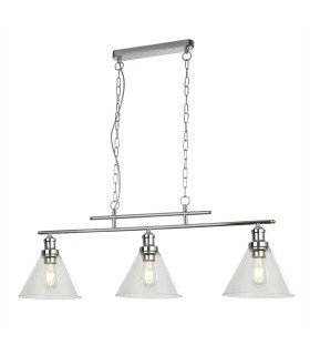 Pyramid 3 Light Pendant Chrome Glass Shade E27_Main
