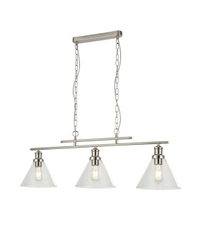 Pyramid 3 Light Pendant Chrome Glass Shade E27_Main