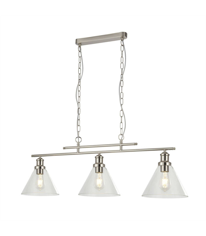 Pyramid 3 Light Pendant Chrome Glass Shade E27_Main