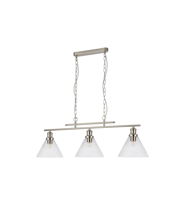 Pyramid 3 Light Pendant Chrome Glass Shade E27_Off