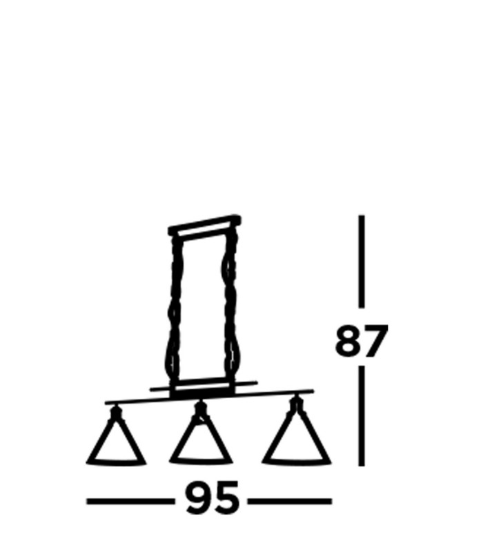 Pyramid 3 Light Pendant Chrome Glass Shade E27_Line
