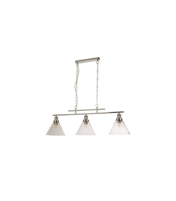 Pyramid 3 Light Pendant Chrome Glass Shade E27_Off