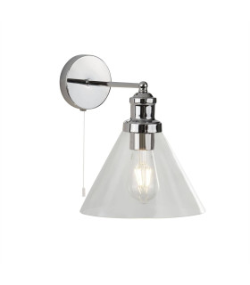 Pyramid 1 Light Wall Chrome Glass Shade E27_Main